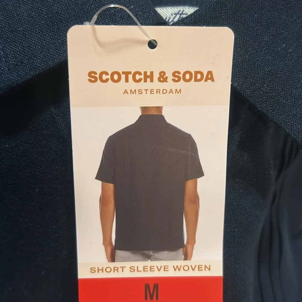 Scotch & Soda Men's Dark Blue Linen Blend Shirt M NWT
